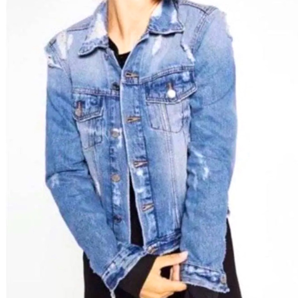 Zara Distressed Denim Jacket - Size M